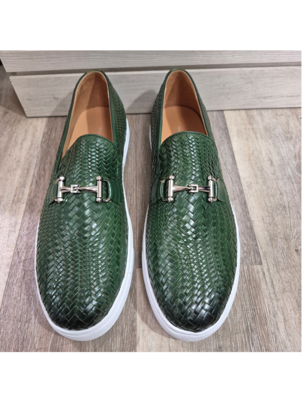 Men's Marc Nolan Boardwalk Woven Slip-On Loafers Green White Size 15